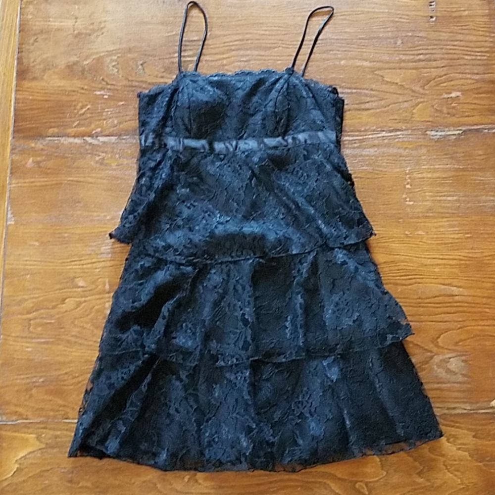 Black Lace 3- Tiered Party Cocktail Dress